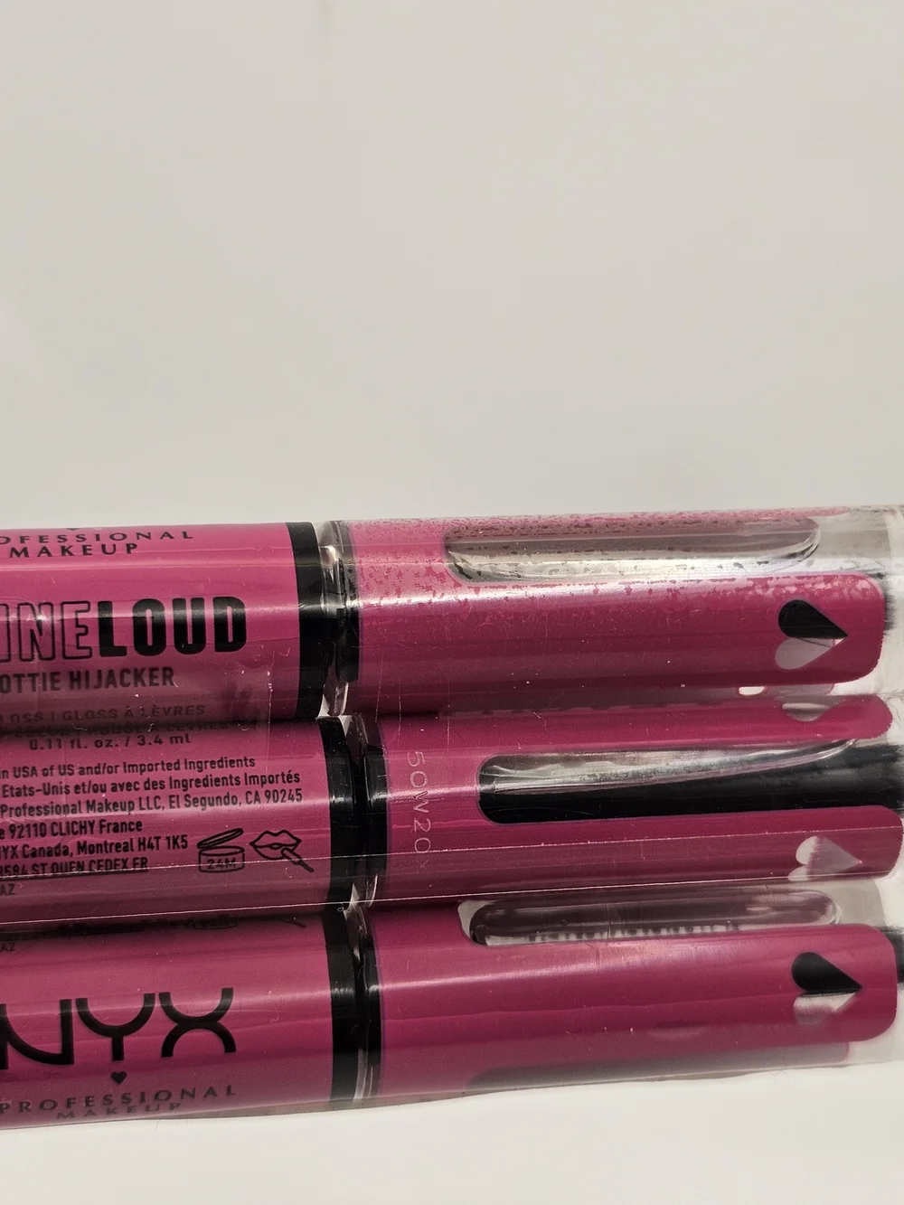 NEW 3-Pack NYX Shine Loud Lipstick Pens - Hottie Hijacker Cool Pink